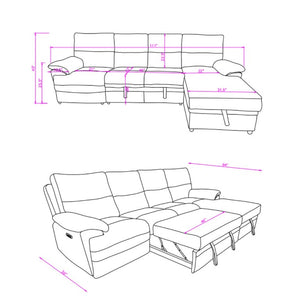 English Elm Kia Power Reclining Sectional with Storage Chaise USB Port and Grey Polyester Fabric B201S00614