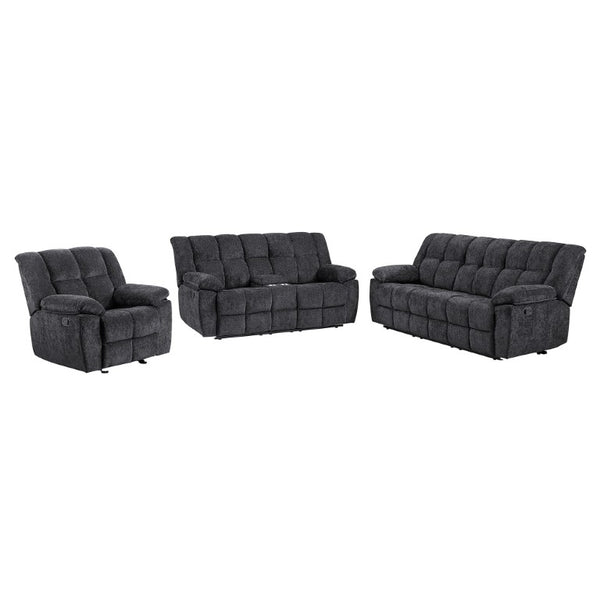 English Elm Liam Transitional Reclining Sofa Set with Plush Biscuit Upholstery and Console B201S00616