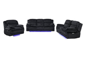 English Elm Winston Power Reclining Sofa Set with Corduroy Upholstery LED Console and Media Room Style B201S00627