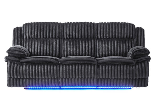 English Elm Winston Power Reclining Sofa Set with Corduroy Upholstery LED Console and Media Room Style B201S00627
