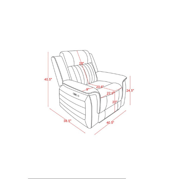 English Elm Ian Power Reclining Sofa Set with LED Lighting and Surround Sound for Home Theater Charcoal Faux Leather B201S00629