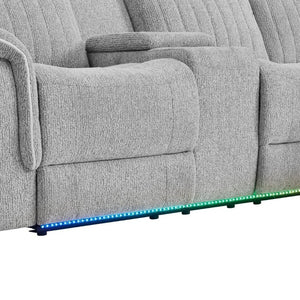 English Elm Ian Grey Power Pushback Sectional Chaise with LED Lighting and Surround Sound B201S00630
