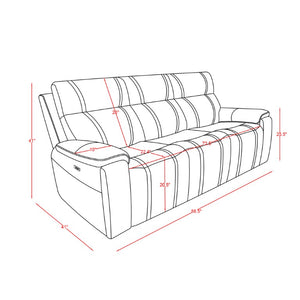 English Elm Ian Power Reclining Sofa Set with LED Lighting and Surround Sound for Home Theater Black Leather B201S00631