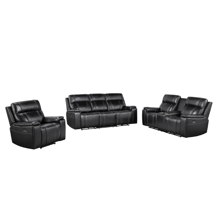 English Elm Gary Power Reclining Sofa Set Leather Upholstered Living Room Console Media Seating B201S00632