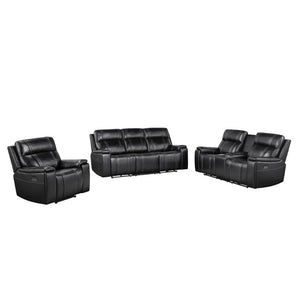 English Elm Gary Power Reclining Sofa Set Leather Upholstered Living Room Console Media Seating B201S00632
