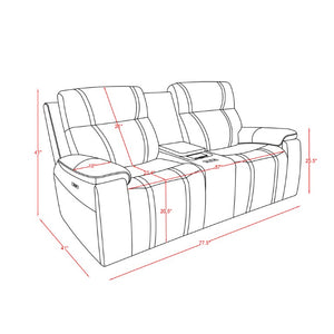English Elm Gary Power Reclining Sofa Set Leather Upholstered Living Room Console Media Seating B201S00632