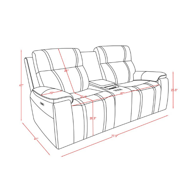 English Elm Gary Power Reclining Sofa Set Leather Upholstered Living Room Console Media Seating B201S00632