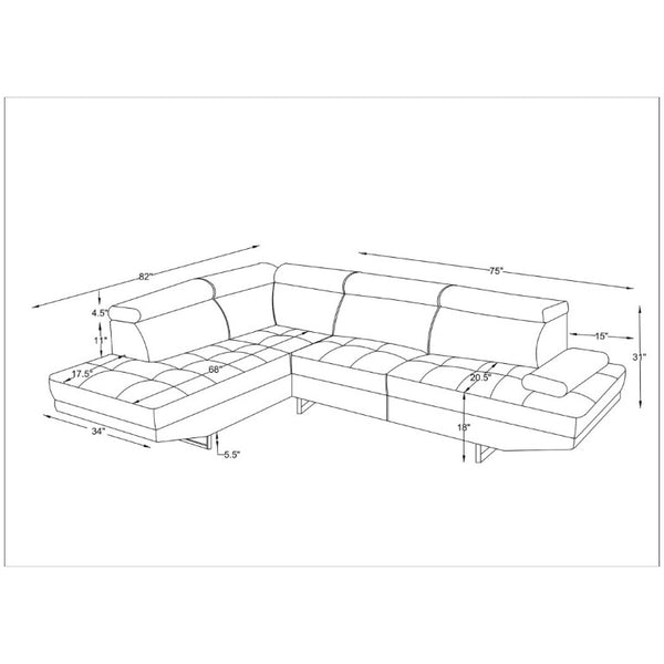 English Elm Vespa Right Arm Sectional with Ratchet Headrest for Modern Industrial Living Rooms Black B201S00633