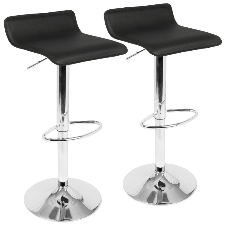 English Elm Contemporary PU Leather Swivel Barstools with Chrome Base for Kitchen or Bar Set of 2 Black B202P222265