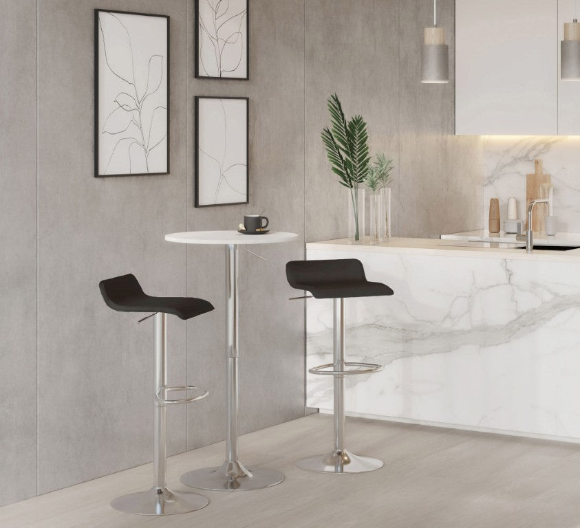 English Elm Contemporary PU Leather Swivel Barstools with Chrome Base for Kitchen or Bar Set of 2 Black B202P222265