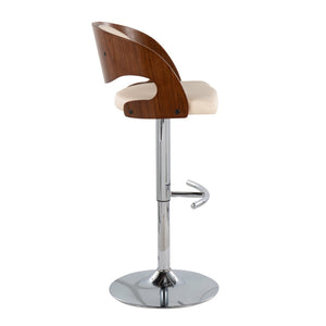 English Elm Adjustable Swivel Barstool Set of Three Mid-Century Walnut Bent Wood Faux Leather Seat B202P222329