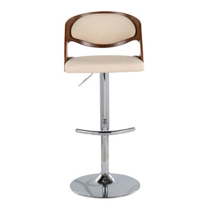 English Elm Adjustable Swivel Barstool Set of Three Mid-Century Walnut Bent Wood Faux Leather Seat B202P222329
