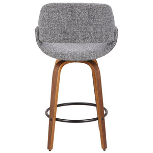 English Elm Mid-Century Modern Counter Stool Walnut Frame Padded Seat for Kitchen Dining B202P222368