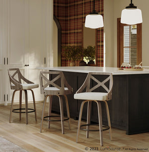 English Elm Counter Stools with Swivel Seats Farmhouse Wood Frame Kitchen Island Set of 2 Cream B202P290806