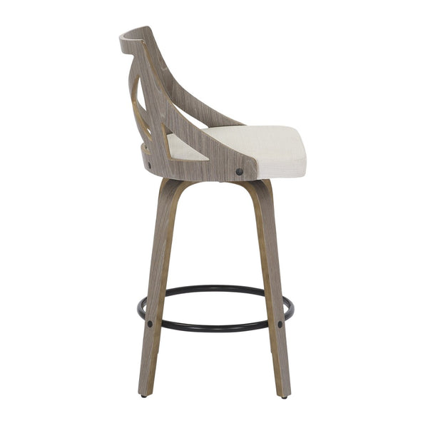 English Elm Counter Stools with Swivel Seats Farmhouse Wood Frame Kitchen Island Set of 2 Cream B202P290806