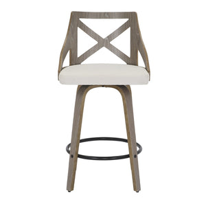 English Elm Counter Stools with Swivel Seats Farmhouse Wood Frame Kitchen Island Set of 2 Cream B202P290806