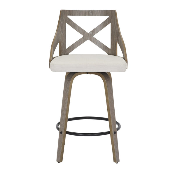 English Elm Counter Stools with Swivel Seats Farmhouse Wood Frame Kitchen Island Set of 2 Cream B202P290806