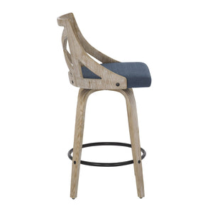 English Elm Counter Stools with Swivel Seats Farmhouse Wood Frame Kitchen Island Set of 2 Blue B202P290807
