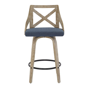 English Elm Counter Stools with Swivel Seats Farmhouse Wood Frame Kitchen Island Set of 2 Blue B202P290807