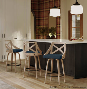 English Elm Counter Stools with Swivel Seats Farmhouse Wood Frame Kitchen Island Set of 2 Blue B202P290807