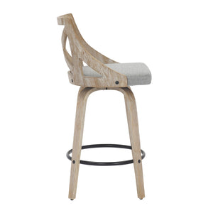 English Elm Counter Stools with Swivel Seats Farmhouse Wood Frame Kitchen Island Set of 2 Gray B202P290808