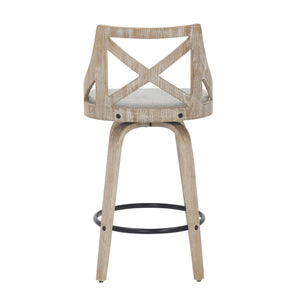 English Elm Counter Stools with Swivel Seats Farmhouse Wood Frame Kitchen Island Set of 2 Gray B202P290808