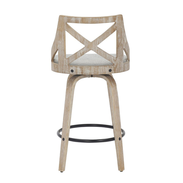 English Elm Counter Stools with Swivel Seats Farmhouse Wood Frame Kitchen Island Set of 2 Gray B202P290808