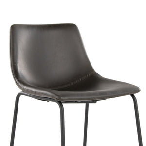 English Elm 26 Inch Industrial Counter Stool with Black Powder-Coated Frame and Grey Faux Leather Seat B202P290813