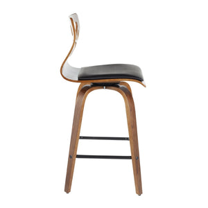 English Elm Folia Mid-Century Counter Stools Walnut Lattice Back Faux Leather Seat Set of 2 B202P290816