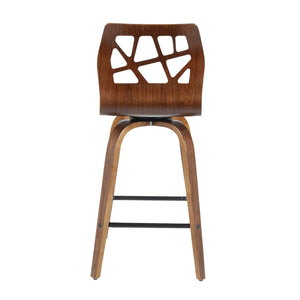 English Elm Folia Mid-Century Counter Stools Walnut Lattice Back Faux Leather Seat Set of 2 B202P290816