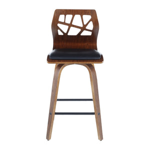 English Elm Folia Mid-Century Counter Stools Walnut Lattice Back Faux Leather Seat Set of 2 B202P290816