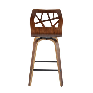 English Elm Folia Mid-century Counter Stools Set of 2 Walnut Frame with Grey Upholstered Seat B202P290817