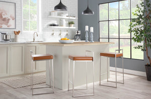 English Elm 26 Inch Stackable Counter Stools Set of 3 Faux Leather Welded Steel Kitchen Bar Seating B202P290828
