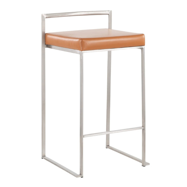 English Elm 26 Inch Stackable Counter Stools Set of 3 Faux Leather Welded Steel Kitchen Bar Seating B202P290828