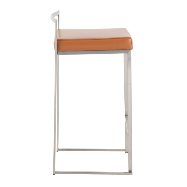 English Elm 26 Inch Stackable Counter Stools Set of 3 Faux Leather Welded Steel Kitchen Bar Seating B202P290828