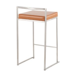 English Elm 26 Inch Stackable Counter Stools Set of 3 Faux Leather Welded Steel Kitchen Bar Seating B202P290828