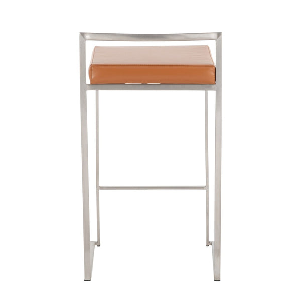 English Elm 26 Inch Stackable Counter Stools Set of 3 Faux Leather Welded Steel Kitchen Bar Seating B202P290828