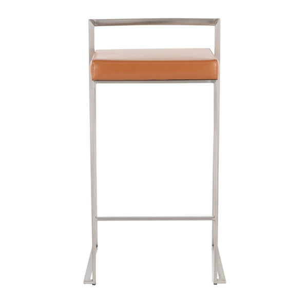 English Elm 26 Inch Stackable Counter Stools Set of 3 Faux Leather Welded Steel Kitchen Bar Seating B202P290828
