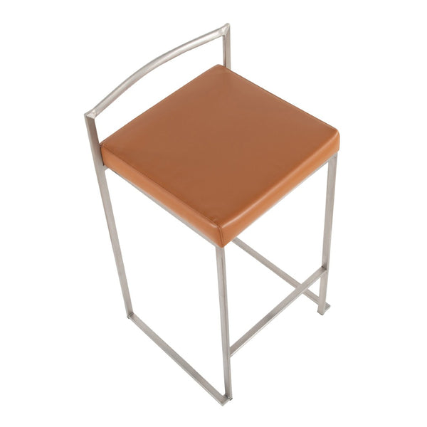 English Elm 26 Inch Stackable Counter Stools Set of 3 Faux Leather Welded Steel Kitchen Bar Seating B202P290828