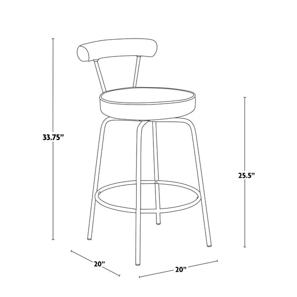 English Elm 26" Counter Stools Art Deco Gold Metal Swivel Seat Faux Leather Kitchen Set of 2 White B202P290851