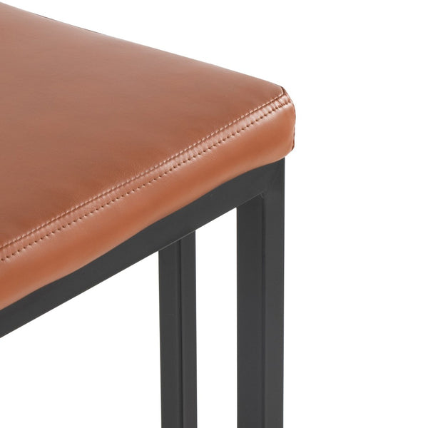 English Elm Roman Faux Leather Counter Stools Set of 2 with Black Metal Frame for Kitchen Islands B202P290853