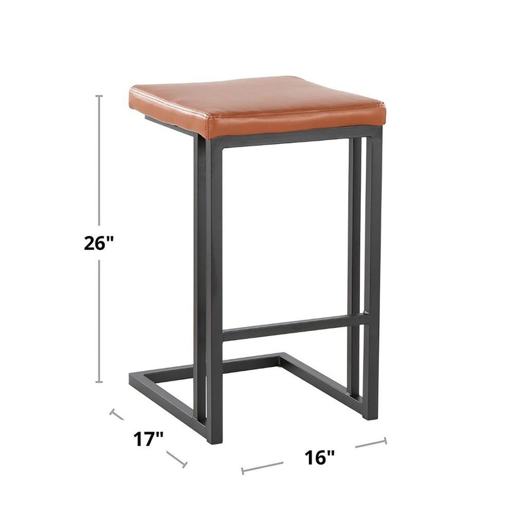 English Elm Roman Faux Leather Counter Stools Set of 2 with Black Metal Frame for Kitchen Islands B202P290853