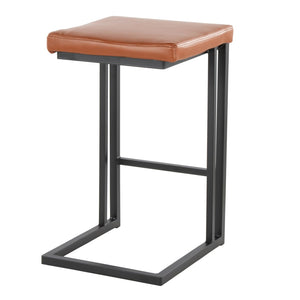 English Elm Roman Faux Leather Counter Stools Set of 2 with Black Metal Frame for Kitchen Islands B202P290853