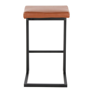 English Elm Roman Faux Leather Counter Stools Set of 2 with Black Metal Frame for Kitchen Islands B202P290853