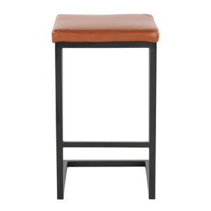 English Elm Roman Faux Leather Counter Stools Set of 2 with Black Metal Frame for Kitchen Islands B202P290853