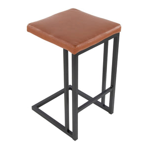 English Elm Roman Faux Leather Counter Stools Set of 2 with Black Metal Frame for Kitchen Islands B202P290853