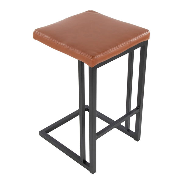 English Elm Roman Faux Leather Counter Stools Set of 2 with Black Metal Frame for Kitchen Islands B202P290853