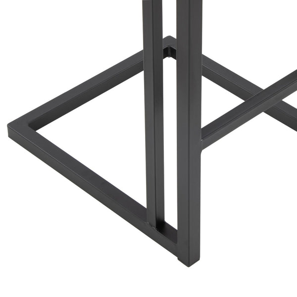 English Elm Roman Faux Leather Counter Stools Set of 2 with Black Metal Frame for Kitchen Islands B202P290853