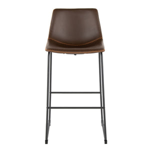 English Elm 30 Inch Industrial Barstool PU Leather Seat with Black Steel Frame and Footrest B202P290864
