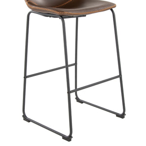 English Elm 30 Inch Industrial Barstool PU Leather Seat with Black Steel Frame and Footrest B202P290864